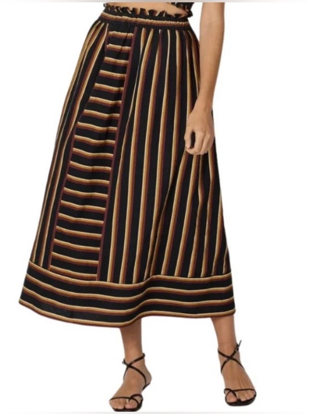 Cleobella Elegant Black and Gold Maxi Skirt